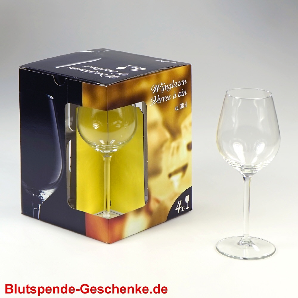 Blutspendegeschenk 4er-Set Gläser für Weisswein